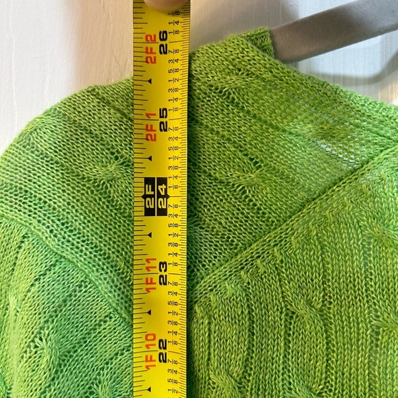 J. Crew 100% Linen Lightweight Cableknit Sweater Size L Fitted Feminine Festive - Picture 6 of 7